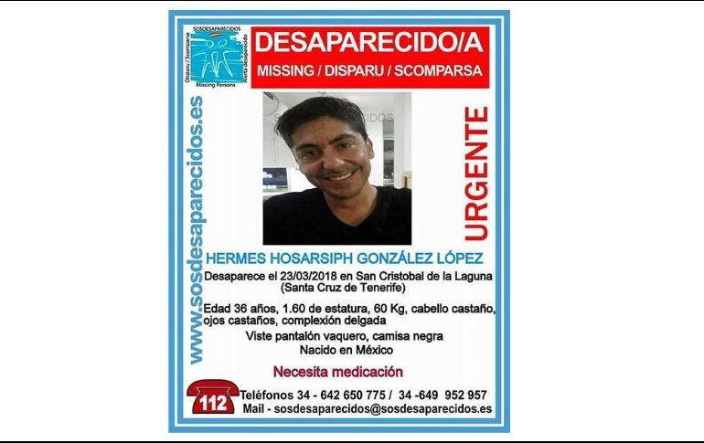 Hermes Hosarsiph González López había llegado a Tenerife unos cinco meses antes de su desaparición. ESPECIAL / sosdesaparecidos.es