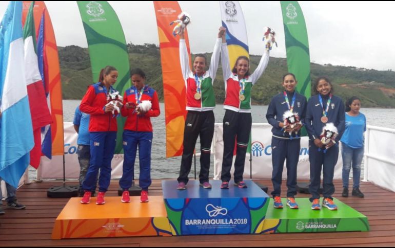 En la prueba doble par ligero, en la rama femenil, la atleta olímpica Kenia Lechuga y Fabiola Núñez conquistaron el oro. TWITTER / @CONADE