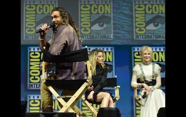 Durante la Comic-Con se realizan páneles con los protagonistas de las películas del momento. Jason Momoa, Amber Heard y Nicole Kidman, de 