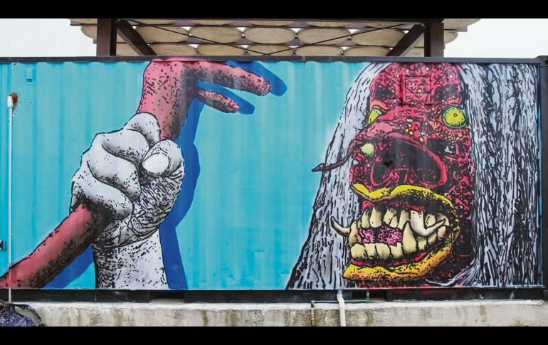 Intención. En el CUCEA, el artista Himed también dejó una obra con el motivo de las desapariciones estudiantiles.