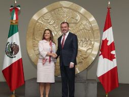 En la imagen la ministra de Asuntos Exteriores de Canadá, Chrystia Freeland (izq) y Luis Videgaray (der). TWITTER / @SRE_mx