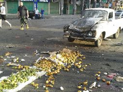 Imagen de los daños provocados por un ataque bomba en Sweida, al sur de Siria. EFE/SANA