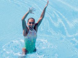 Este sábado, en de la disciplina del nado artístico, Joana Jiménez  se colgó el oro en la prueba de solo técnico. ESPECIAL / Conade