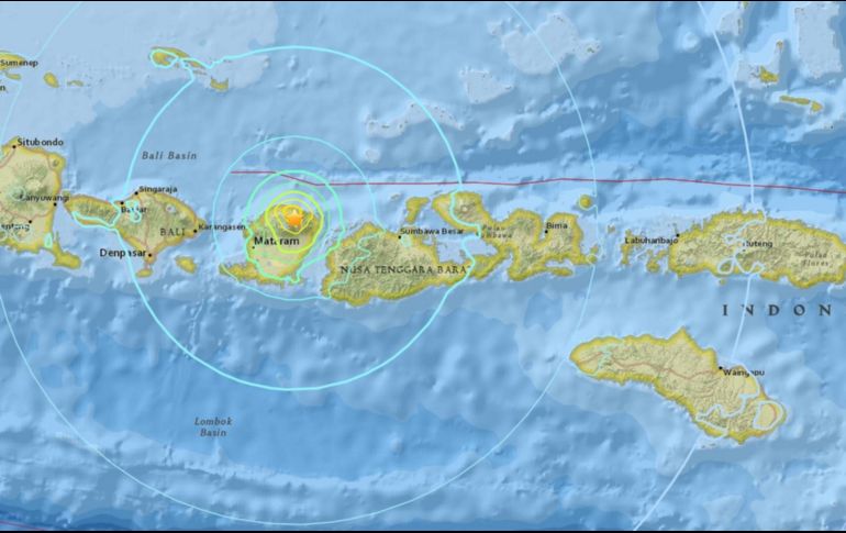El epicentro del movimiento telúrico se ubicó 50 kilómetros al noreste de la principal ciudad de la isla, Mataram. ESPECIAL / https://earthquake.usgs.gov