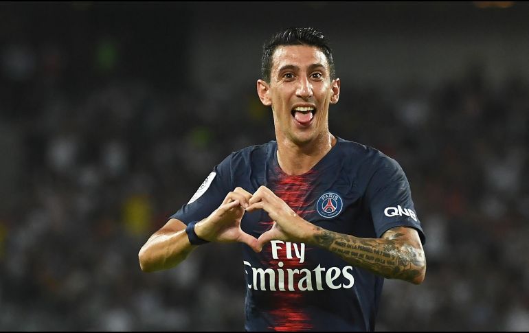 Ángel Di María cobró una falta a Adrien Rabiot al borde del área y la puso en el ángulo, donde el portero del Mónaco no pudo llegar. AFP / A. C. Poujoulat