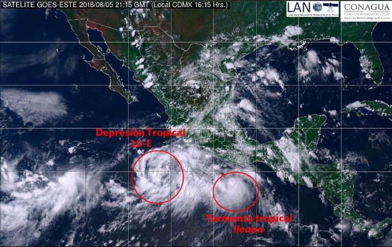 “Ileana” provocará tormentas y fuertes lluvias en los estados de Nayarit, Jalisco, Colima, Michoacán, Guerrero y Tabasco. TWITTER / @conagua_clima
