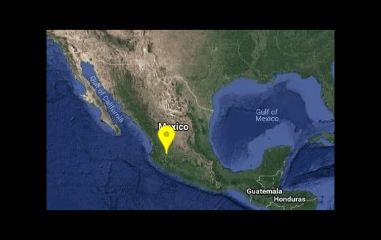 Mapa proporcionado por el Sismológico que muestra la ubicación del temblor. TWITTER/@SismologicoMX