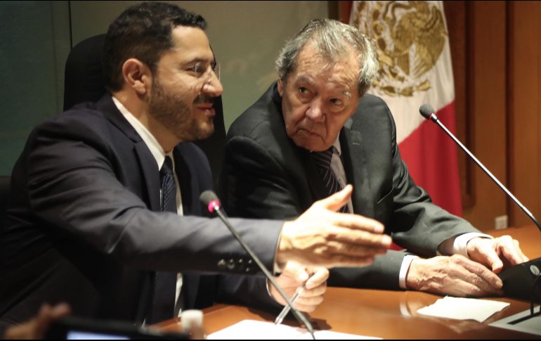Martí Batres, presidente del Senado, y Porfirio Muñoz Ledo, presidente de la Cámara de Diputados, durante una conferencia de prensa. SUN/A. Ojeda