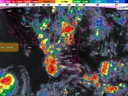 Mapa proporcionado por el organismo donde se muestran las zonas de tormenta. ESPECIAL/CONAGUA