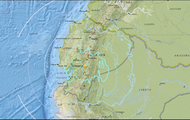 El Instituto Oceanográfico de la Armada precisó que ''las características del sismo no reúnen las condiciones necesarias para generar un tsunami en la región continental e insular del Ecuador''. ESPECIAL / earthquake.usgs.gov