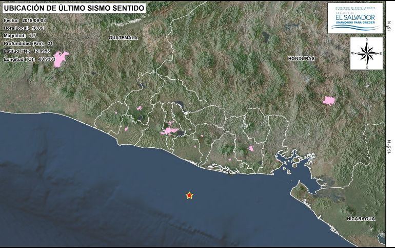 Los últimos 10 sismos computados por el MARN en ell El Salvador, oscilaron entre las magnitudes de dos, cinco, cuatro y cuatro punto dos. TWITTER / @MARN_SV