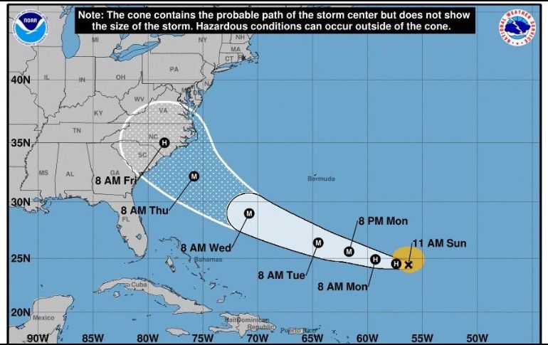 Advierten que una amplia área costera desde el norte de Florida hasta Carolina del Norte debería prepararse para un golpe importante. EFE