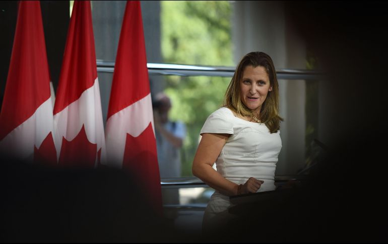 La ministra de Asuntos Exteriores de Canadá, Chrystia Freeland, conversó el martes con el representante comercial estadounidense, Robert Lighthizer, en Washington. AFP/E. Baradat