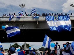 Tras realizar una marcha por barrios del este de Managua, los manifestantes se mostraron 
