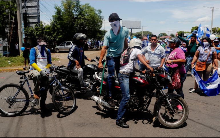 Tras realizar una marcha por barrios del este de Managua, los manifestantes se mostraron 