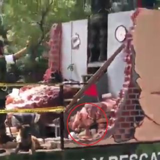 Mano entre los escombros genera polémica en desfile militar