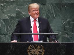 Trump se mostró asombrado ante las risas entre la Asamblea General de la ONU en Nueva York. EFE/J. Szenes