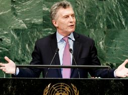 El presidente de Argentina, Mauricio Macri, interviene durante el Debate General de la Asamblea General de las Naciones Unidas. EFE/J. Lane