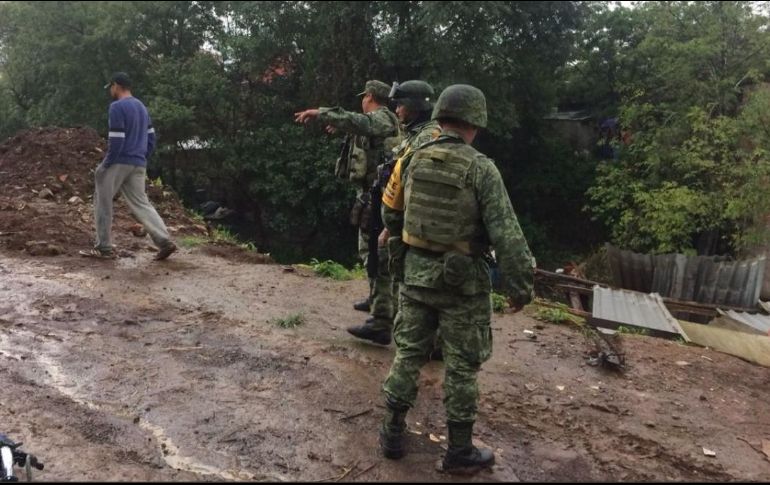 Elementos del Ejército Mexicano trabajan en la zona del desastre. TWITTER/@SEDENAmx