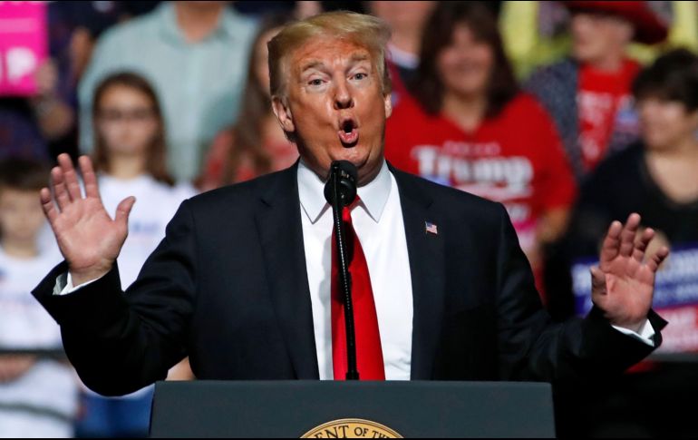 Trump criticó a los demócratas por tratar de frenar la candidatura de su nominado para el Tribunal Supremo, Brett Kavanaugh, acusado por abusos sexuales. / G. J. Puskar