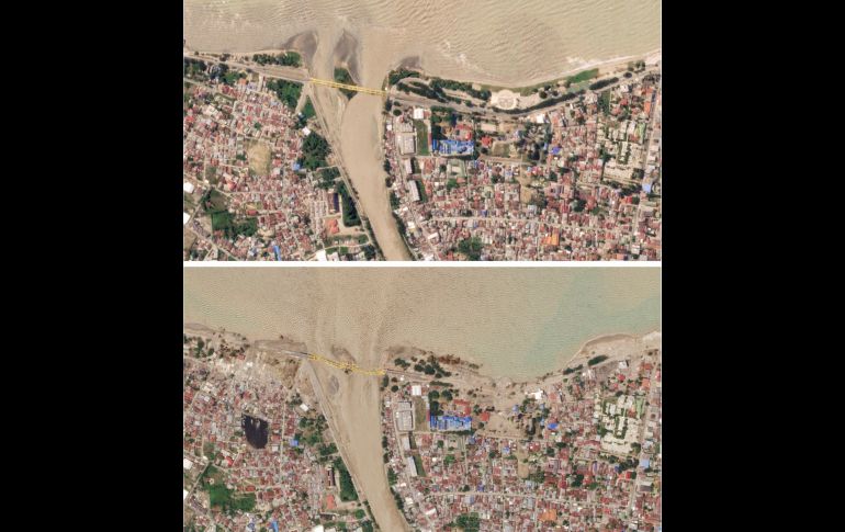 La ciudad de Palu antes y luego del terremoto y el posterior tsunami. EFE/Planet Labs, Inc.