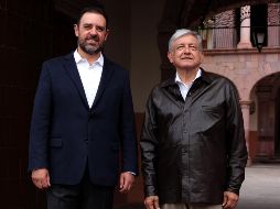 López Obrador arribó minutos después de las 10:00 horas al Palacio de Gobierno de este estado acompañado por el próximo titular de la Secretaría de Comunicaciones y Transportes. NTX / A. Monroy