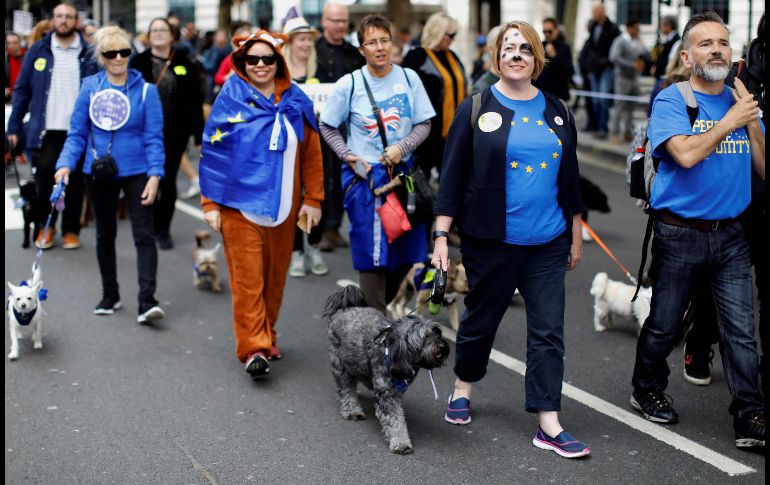 Cientos de perros y sus dueños marcharon este domingo en Londres ladrando por una consulta sobre el 