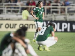 Jugadoras del Tri se lamentan tras caer ayer ante Panamá. MEXSPORT