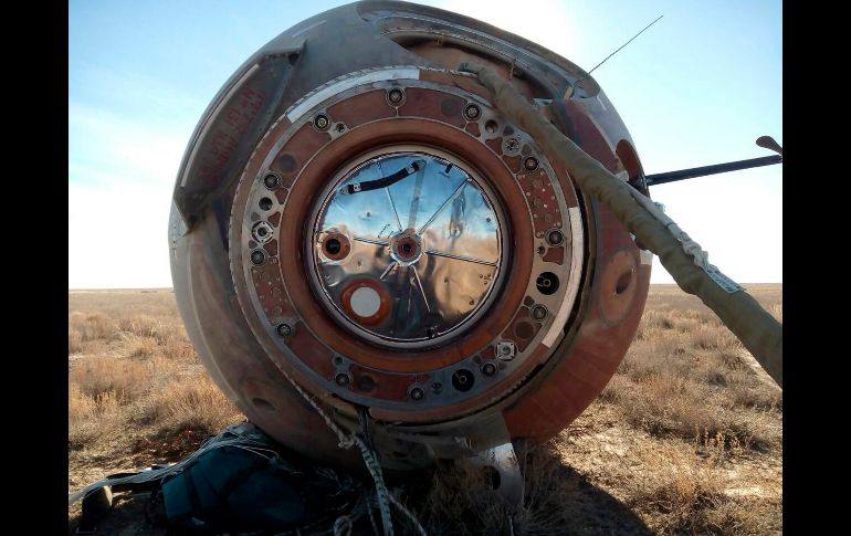 Tras el fallido lanzamiento, la cápsula del Soyuz aterrizó de emergencia en una zona cercana a Dzhezkazgan, a unos 450 kilómetros de Baikonur. AP/Servicio de Prensa del Ministro de Defensa ruso