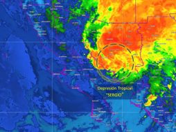 Entre las 12:00 y las 12:15 horas, tiempo del centro del país, “Sergio” tocó suelo sonorense. TWITTER / @conagua_clima