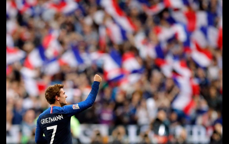 Antoine Griezmann, de Francia, celebra su gol ante la Selección de Alemania, en partido de la Liga de Naciones de la UEFA disputado en París. Francia ganó por 2-1. AP/C. Ena