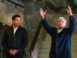 Andrés Manuel López Obrador se reunió con el gobernador de Tamaulipas, Francisco Javier García Cabeza de Vaca, y ofrecieron un mensaje conjunto a los medios de comunicación. NTX/F. Estrada