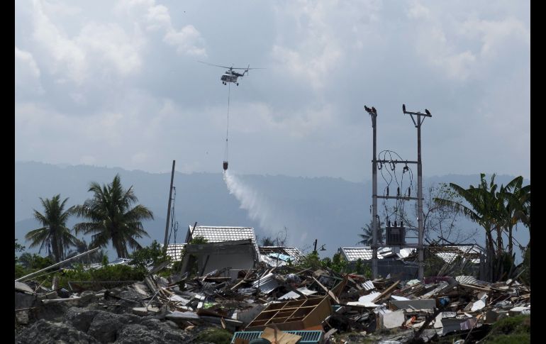 En Palu, la fumigación se realizó sobre los barrios de Balaroa y Petobo.