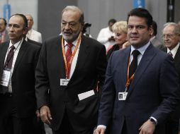 Carlos Slim y Aristóteles Sandoval, durante la inauguración de la décimo sexta edición de “México Cumbre de Negocios”, que este año se celebra en Guadalajara. EL INFORMADOR/A. Camacho