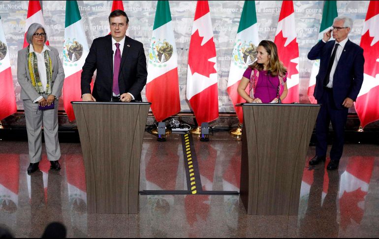 Ebrard dialogó con Freeland acerca de temas como la legalización del cannabis. AFP/L. Hagberg