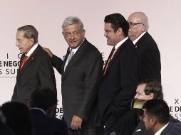 Miguel Alemán Velasco, Andrés Manuel López Obrador y Aristóteles Sandoval, ayer durante la participación del Presidente electo en la decimosexta edición de “México Cumbre de Negocios”. EL INFORMADOR/A. Camacho