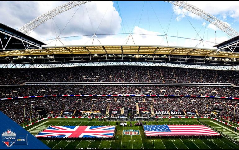 Wembley se ha convertido en la casa habitual de la NFL en Londres, con tres partidos disputados este mes de octubre, el último de ellos el pasado domingo. TWITTER / @NFLUK