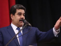 Fotografía cedida por la prensa del presidente venezolano, Nicolás Maduro, durante un acto de gobierno en Caracas. EFE/Cortesía Prensa Miraflores