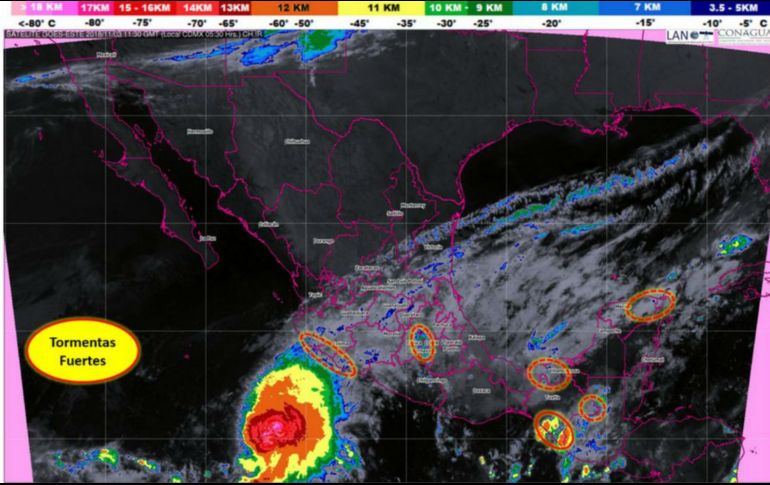 La depresión tropical 25-E se intensifica a tormenta tropical y se desplaza hacia el este-noreste del país. TWITTER / @conagua_clima
