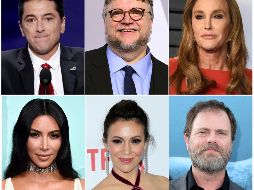 This combination photo shows celebrities - This combination photo shows celebrities, top row from left, Scott Baio, Guillermo del Toro, Caitlyn Jenner and bottom row from left, Kim Kardashian, Alyssa Milano and Rainn Wilson, who have been forced to evacuate their homes due to a fast-moving wildfire in Southern California. (AP Photo) California Wildfires - Celebrities - COMBINATION PHOTO.