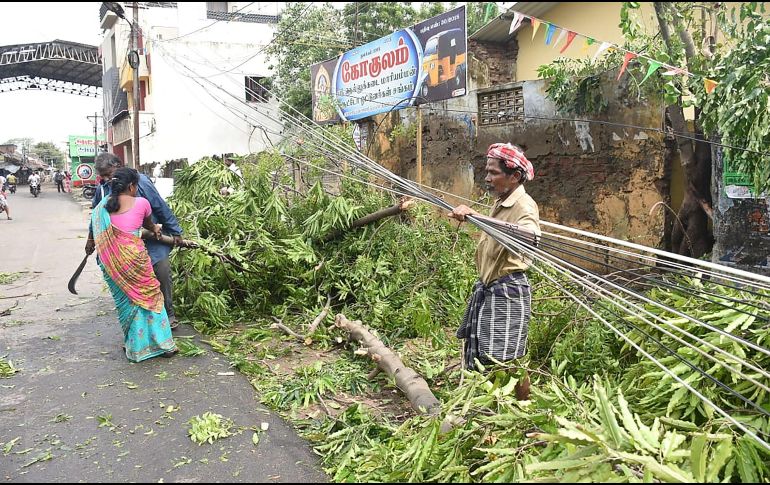 El ciclón desarraigó árboles y derribó postes, por lo que las autoridades interrumpieron el suministro eléctrico en las zonas más afectadas. AFP