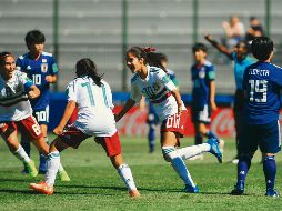 Allison González (#10) celebra tras marcar el tanto del empate frente a Japón. EFE / D. Fernández