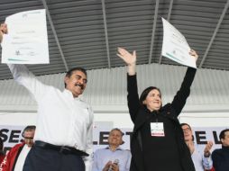 Ramiro Hernández y Verónica Flores son electos presidente y secretaria del comité estatal del PRI. ESPECIAL