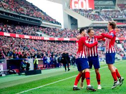 Nikola Kalinic ('25), Antoine Griezmann ('82) y Rodrigo ('88) marcaron los goles de los colchoneros. AFP / C. De la Torre