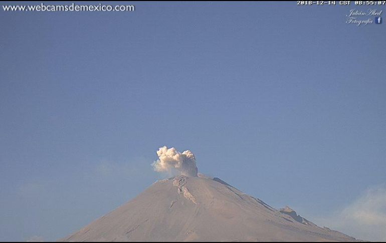 El semáforo de alerta volcánica se mantiene en Amarillo Fase 2. TWITTER/ @Popocatepetl_MX