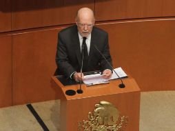 En su primera comparecencia ante el Senado, Alcántara Carrancá afirmó que el ministro Alberto Pérez Dayán cometió un error al ordenar suspender la Ley Federal de Remuneraciones. NTX / G. Durán