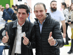 Marko Cortés acompañó a Felipe de Jesús Cantú, candidato a la alcaldía de esa ciudad a emitir su voto. TWITTER / @MarkoCortes