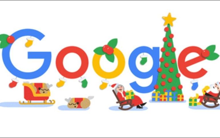 El magnate Google muestra la animación con Papá Noel disfrutando de un merecido descanso en familia, junto a la Señora Claus. ESPECIAL / google.com