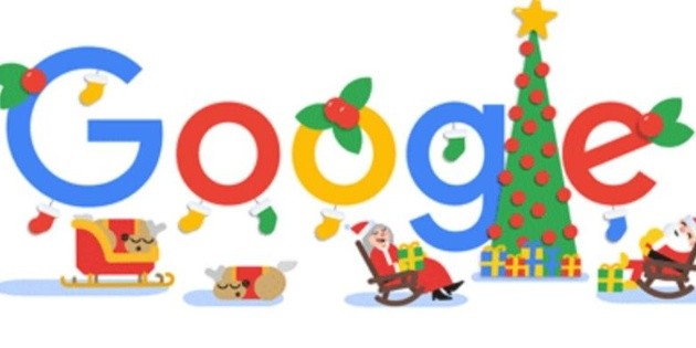 Santa descansa junto a su familia luego del viaje en doodle de Google