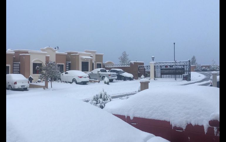 La temperatura más baja que se presentó hoy en Sonora fue de menos 3 grados centígrados y se reportaron nevadas en diversas regiones del norte y noreste del estado. Casas y autos en Nogales. SUN